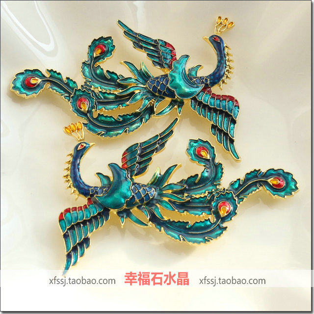 diy手工制作古风发簪头饰品材料鎏金滴油仿景泰蓝凤凰烧蓝配件- WePost